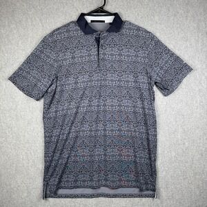 Greyson Polo Shirt Men's Medium Navy Blue Wolves Geometric Polo Golf Stretch